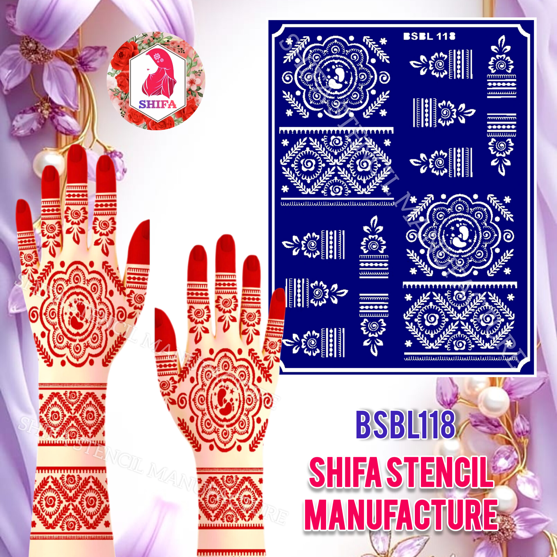 BSBL 118 Tiny Footprint Themed Design Sticker Overview  Henna Stencil - Shifa Stencil